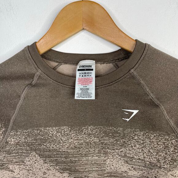 Gymshark Adapt Ombre Lifting Crop Top Long Sleeve Brown geometric Print Womens S - Picture 4 of 16